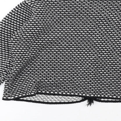 James Lakeland Womens Black Geometric Jacket Size 14 Hook & Eye