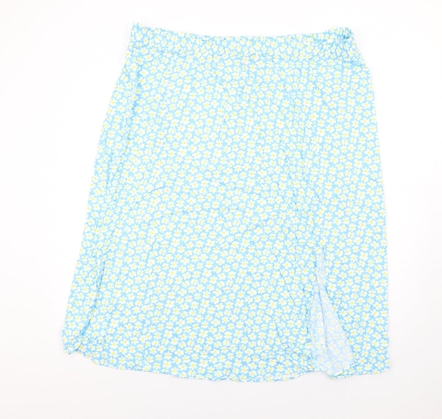 Marks and Spencer Womens Blue Floral Viscose A-Line Skirt Size 24