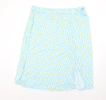 Marks and Spencer Womens Blue Floral Viscose A-Line Skirt Size 24