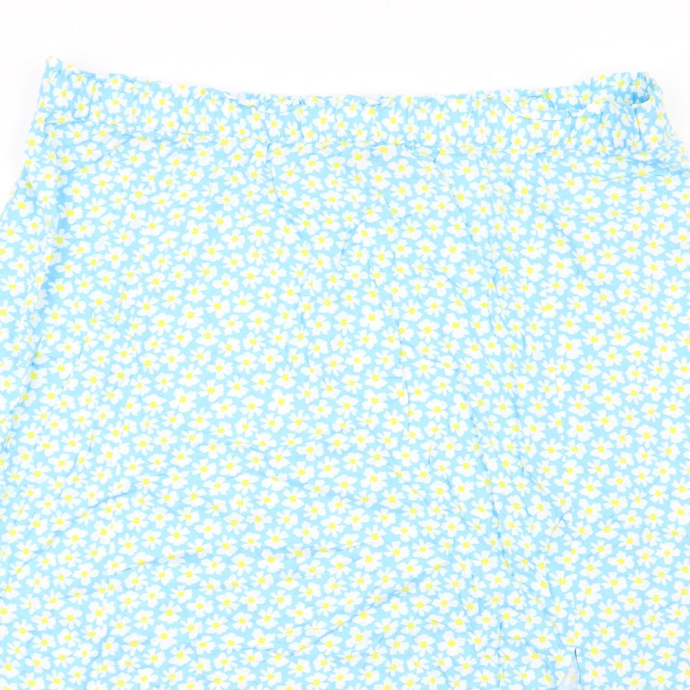 Marks and Spencer Womens Blue Floral Viscose A-Line Skirt Size 24