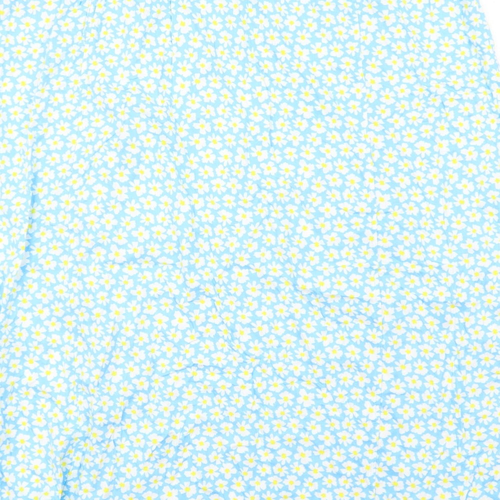 Marks and Spencer Womens Blue Floral Viscose A-Line Skirt Size 24