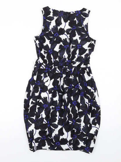 Full Circle Womens Multicoloured Geometric Cotton Pencil Dress Size 8 Scoop Neck Zip