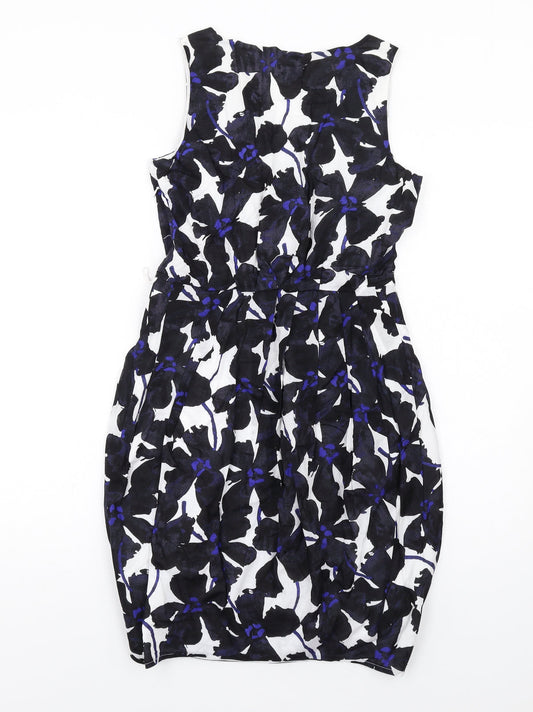 Full Circle Womens Multicoloured Geometric Cotton Pencil Dress Size 8 Scoop Neck Zip