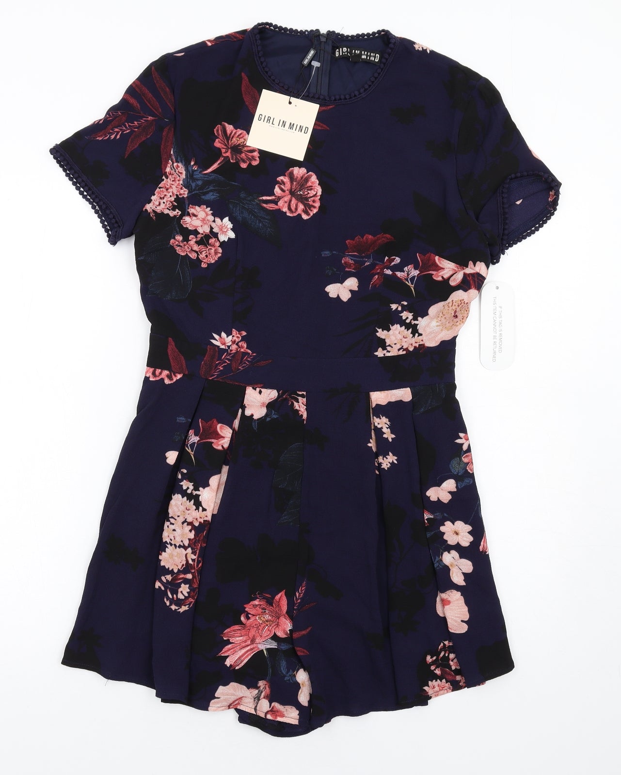 Girl in Mind Womens Blue Floral Polyester Playsuit One-Piece Size 10 Zip