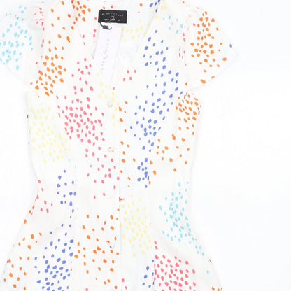 Paper Dolls Womens Multicoloured Geometric Polyethylene A-Line Size 6 V-Neck Button