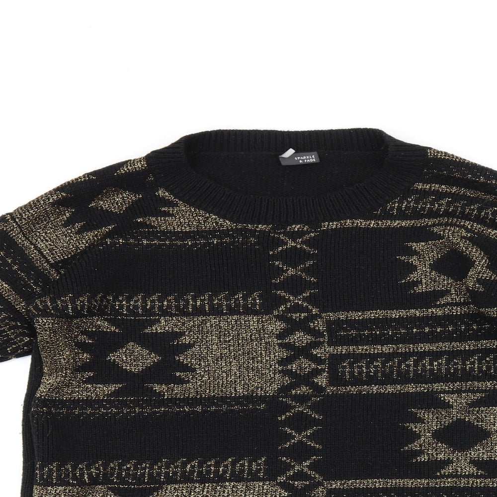 Womens UK Size S Sparkle & Fade Black Pullover Jumper
