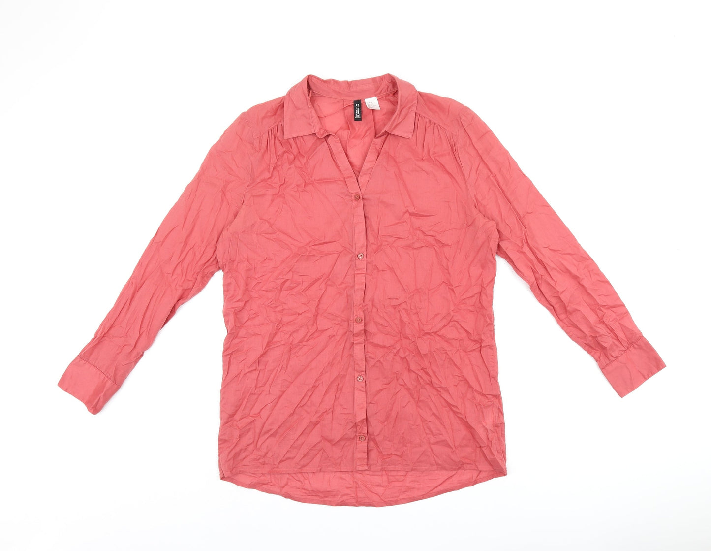 Womens UK Size 8 H&M Red Basic Button-Up