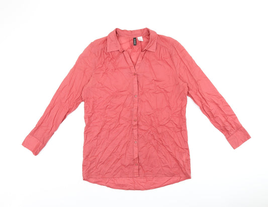 Womens UK Size 8 H&M Red Basic Button-Up