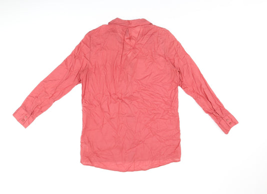Womens UK Size 8 H&M Red Basic Button-Up