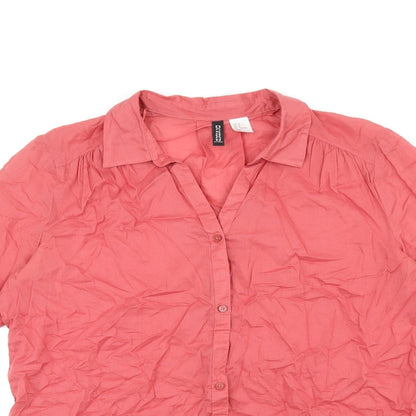 Womens UK Size 8 H&M Red Basic Button-Up