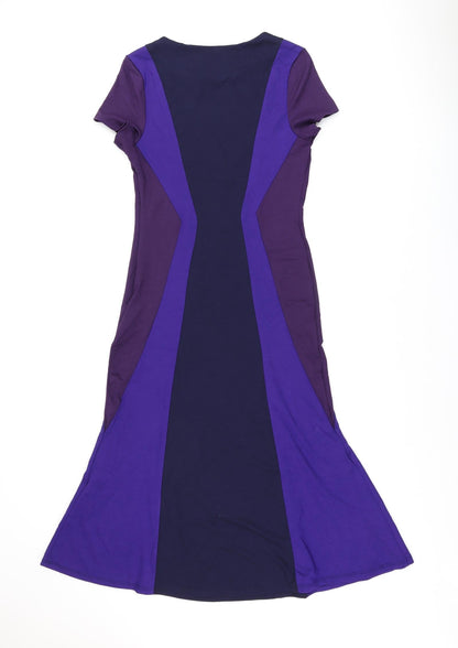 Finery Womens Blue Geometric Viscose A-Line Size 12 Boat Neck Pullover