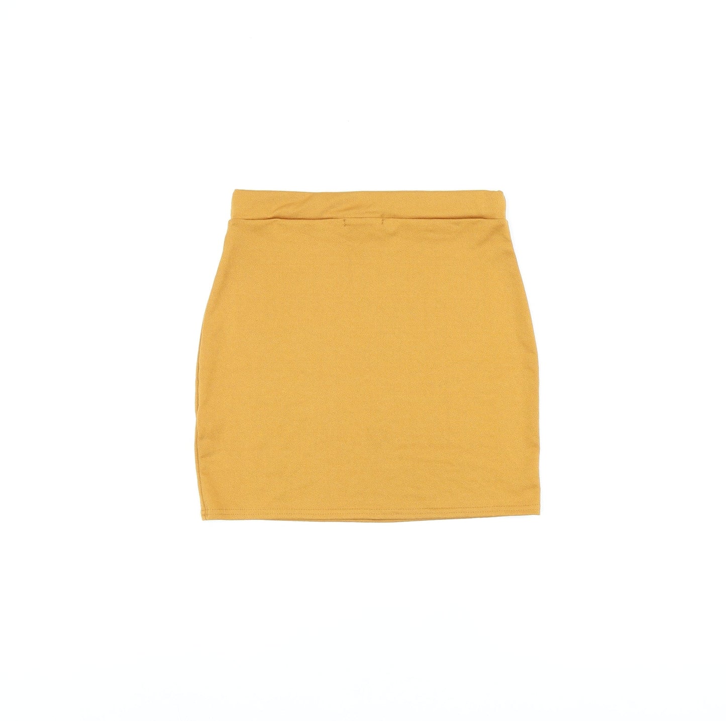 PRETTYLITTLETHING Womens Yellow Polyester Bandage Skirt Size 8