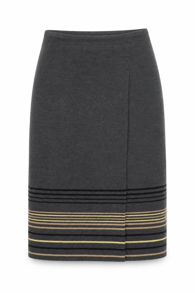 CC Womens Grey Striped Acrylic A-Line Skirt Size L