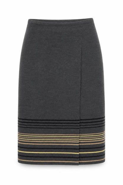CC Womens Grey Striped Acrylic A-Line Skirt Size L