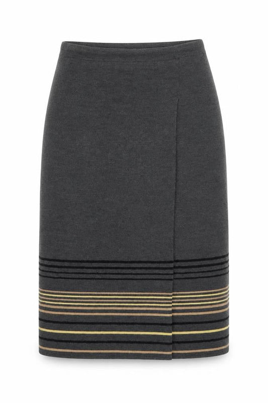 CC Womens Grey Striped Acrylic A-Line Skirt Size L