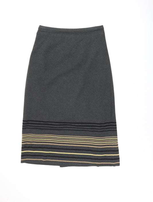 CC Womens Grey Striped Acrylic A-Line Skirt Size L