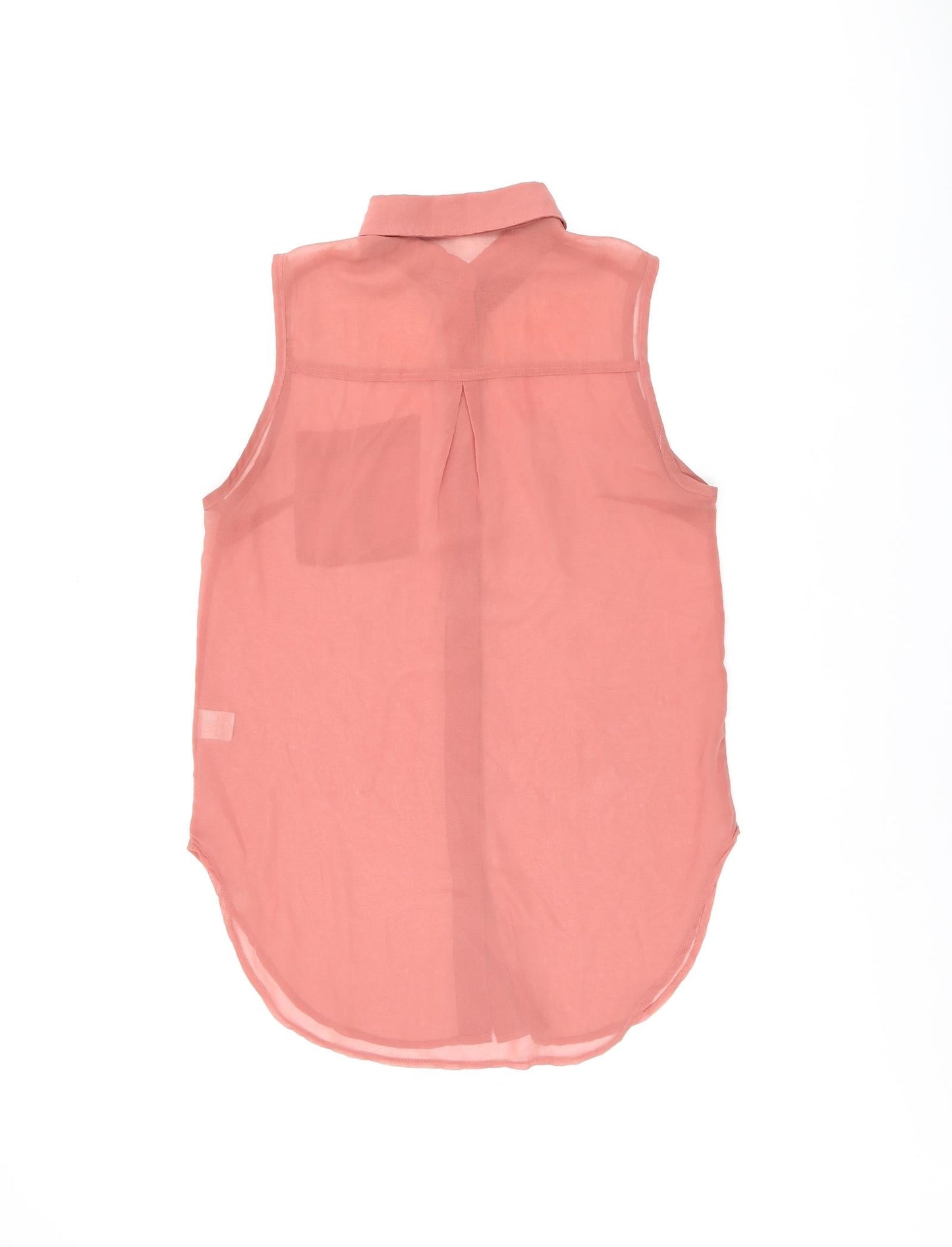 Glamorous Womens Pink Polyester Basic Button-Up Size 10 Collared - Sheer