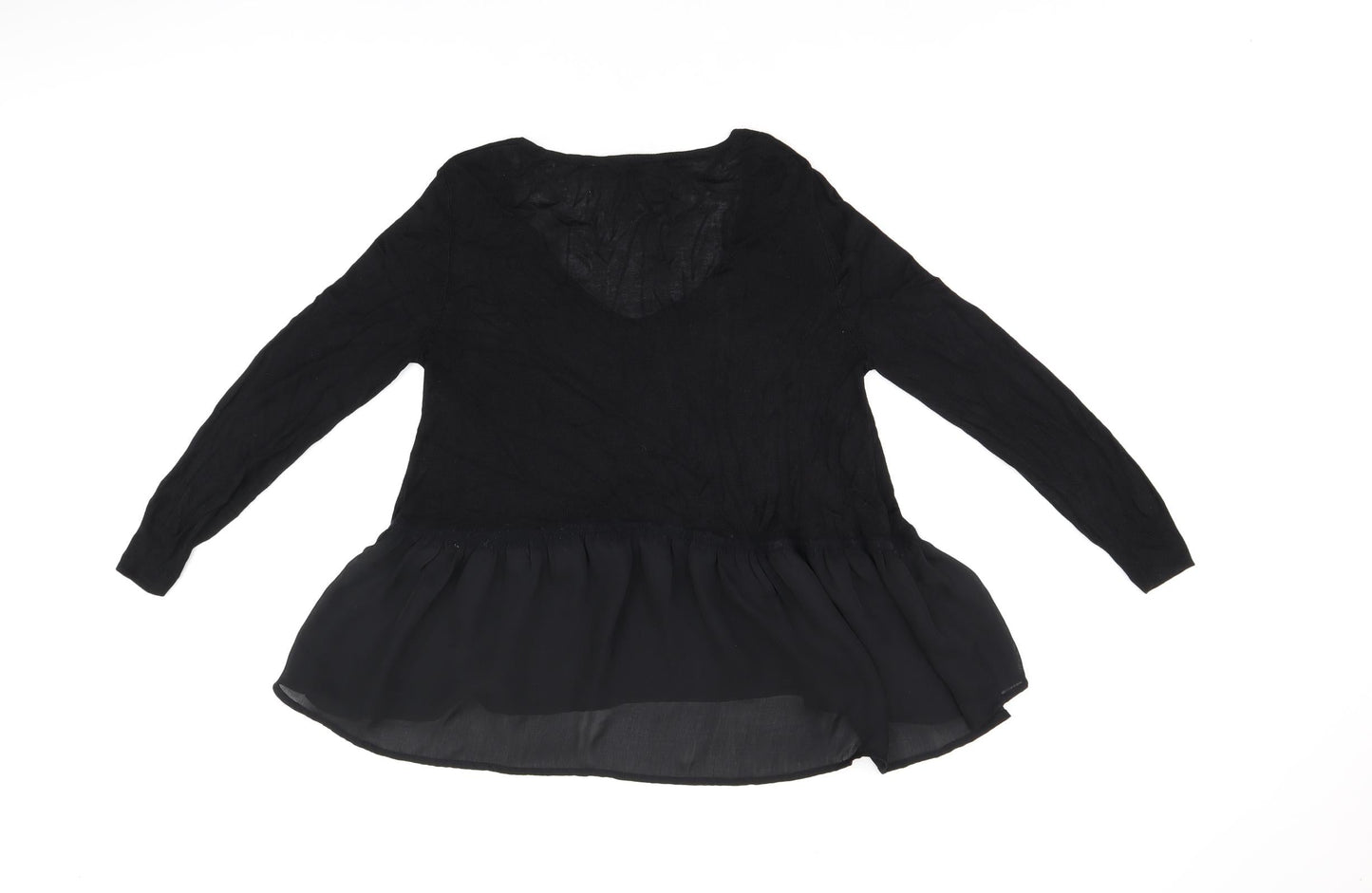 French Connection Womens Black Polyester Basic T-Shirt Size S V-Neck