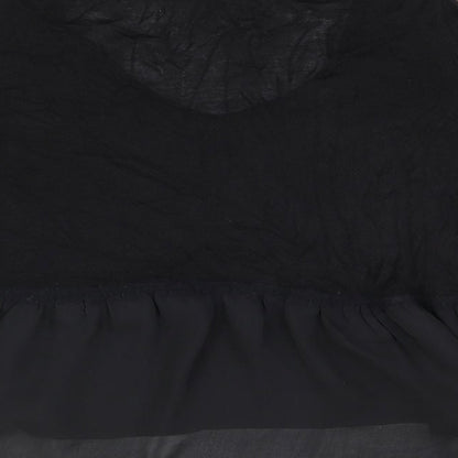 French Connection Womens Black Polyester Basic T-Shirt Size S V-Neck