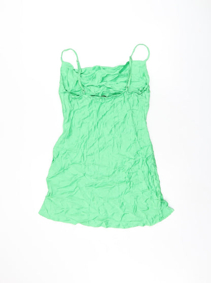 Bershka Womens Green Viscose Mini Size L Cowl Neck Pullover