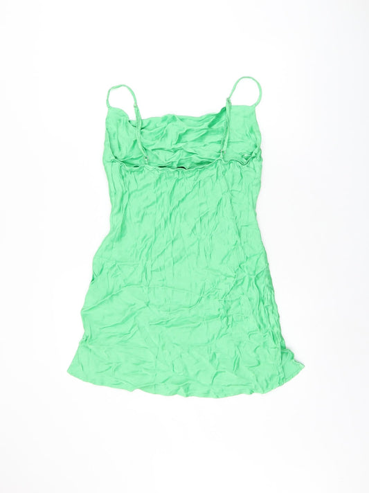 Bershka Womens Green Viscose Mini Size L Cowl Neck Pullover
