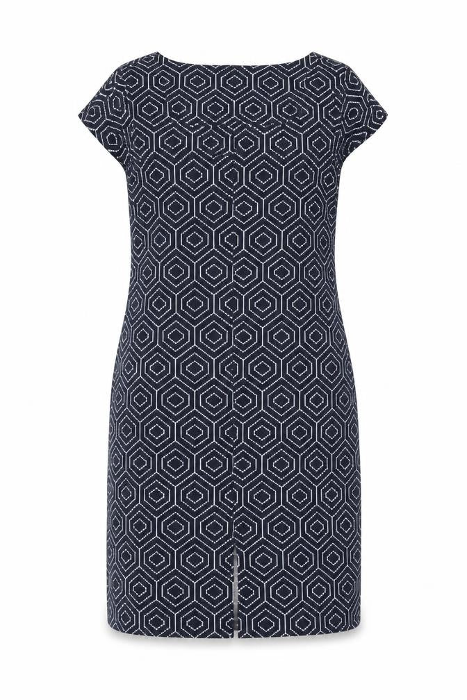 NEXT Womens Blue Geometric Polyester Shift Size 10 Square Neck Pullover