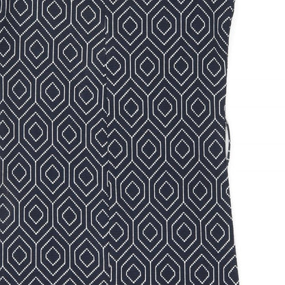 NEXT Womens Blue Geometric Polyester Shift Size 10 Square Neck Pullover