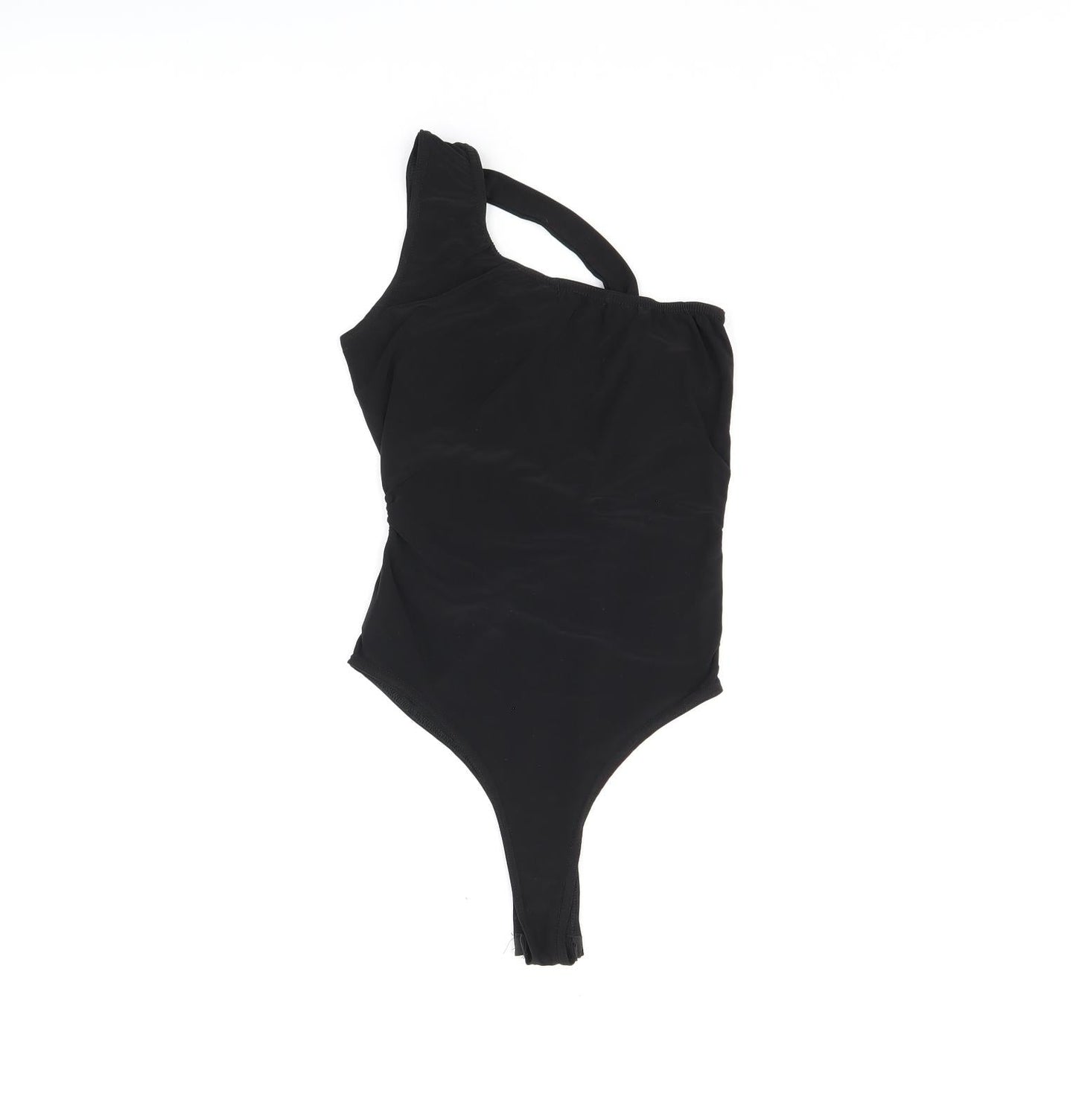 PRETTYLITTLETHING Womens Black Polyester Bodysuit One-Piece Size 8 Snap - Cut Out Detail