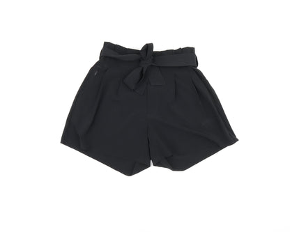 Oathleta Womens Black Polyester Paperbag Shorts Size 6 L4 in Regular Zip - Belted