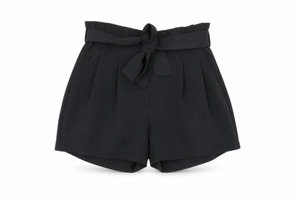 Oathleta Womens Black Polyester Paperbag Shorts Size 6 L4 in Regular Zip - Belted