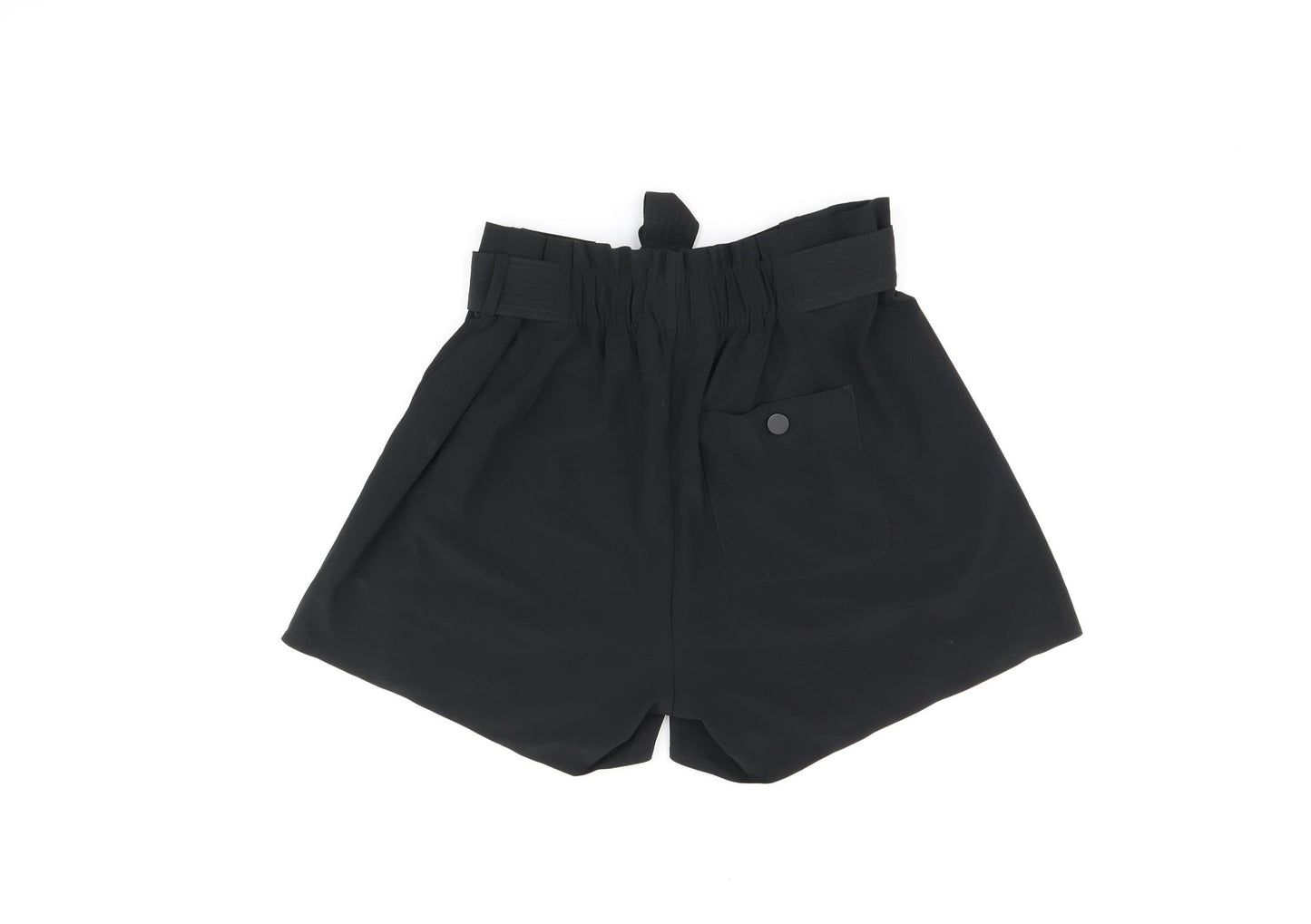 Oathleta Womens Black Polyester Paperbag Shorts Size 6 L4 in Regular Zip - Belted