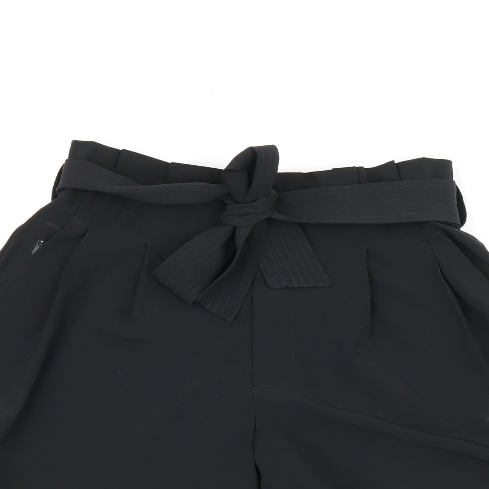 Oathleta Womens Black Polyester Paperbag Shorts Size 6 L4 in Regular Zip - Belted