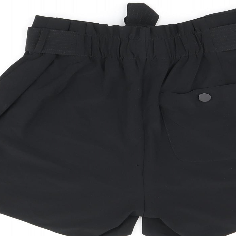 Oathleta Womens Black Polyester Paperbag Shorts Size 6 L4 in Regular Zip - Belted