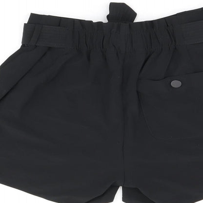 Oathleta Womens Black Polyester Paperbag Shorts Size 6 L4 in Regular Zip - Belted