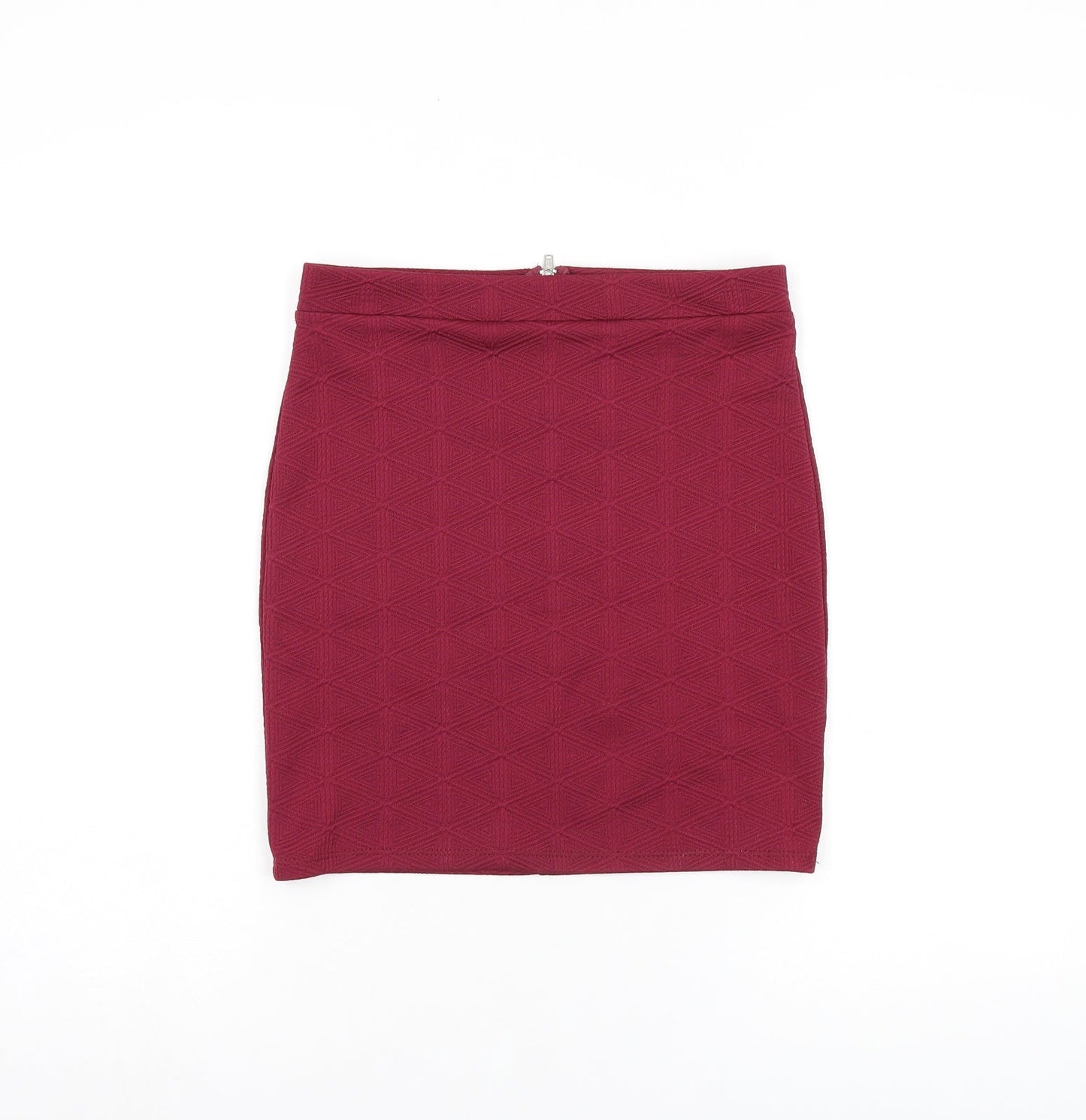 Miss Selfridge Womens Red Polyester Mini Skirt Size 8 Zip