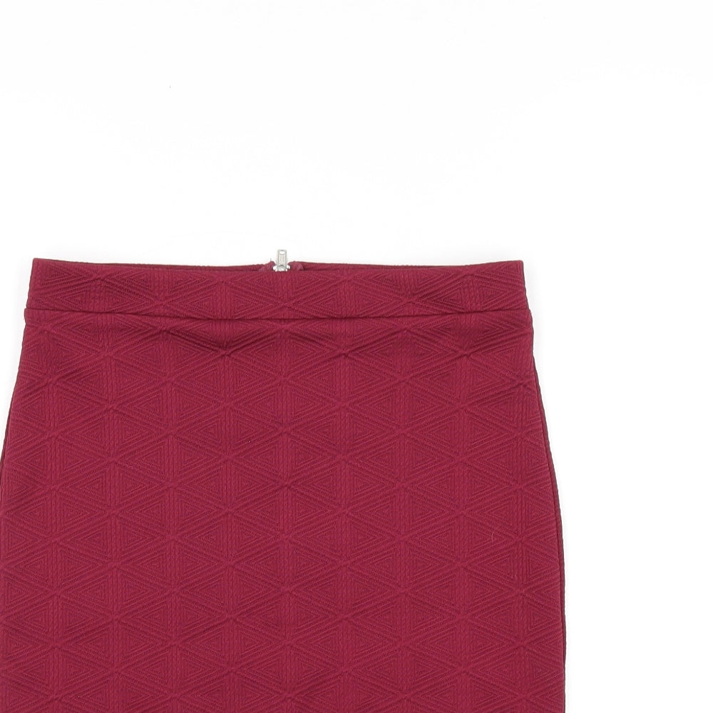 Miss Selfridge Womens Red Polyester Mini Skirt Size 8 Zip