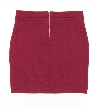 Miss Selfridge Womens Red Polyester Mini Skirt Size 8 Zip