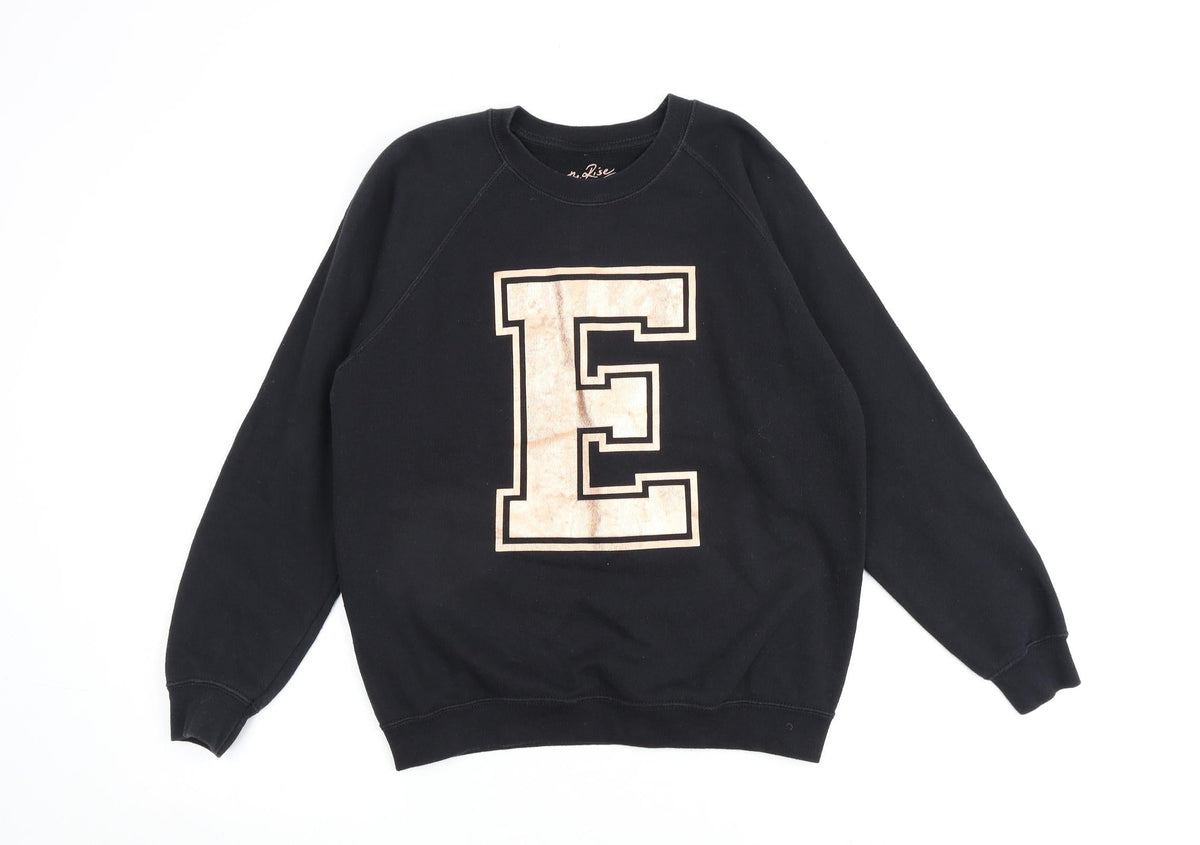 On The Rise Womens Black Cotton Pullover Sweatshirt Size S Pullover