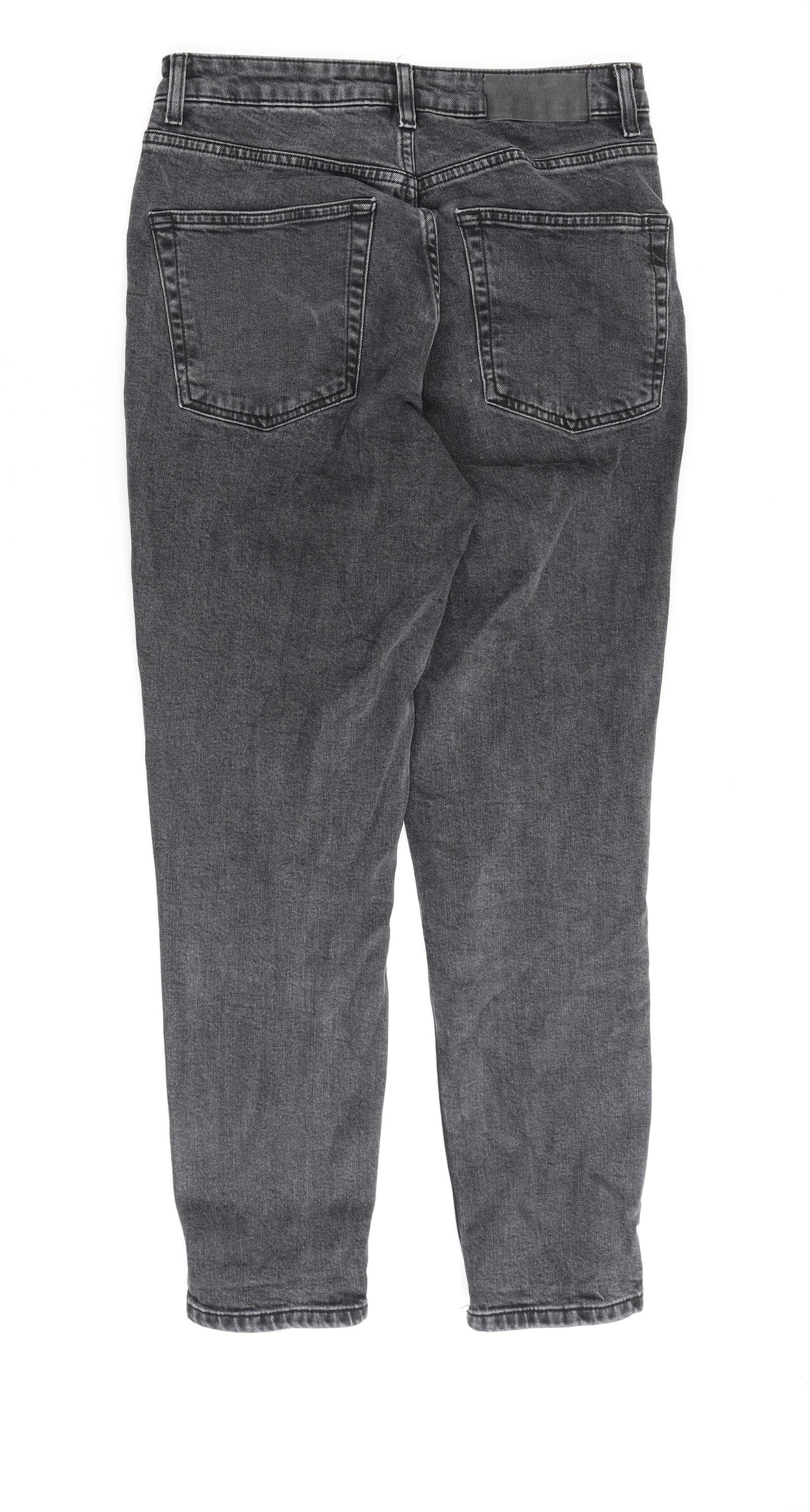 Topshop Womens Grey Cotton Mom Jeans Size 26 in L30 in Regular Zip