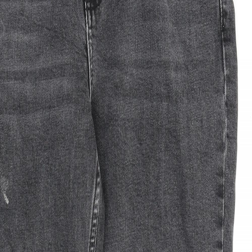 Topshop Womens Grey Cotton Mom Jeans Size 26 in L30 in Regular Zip