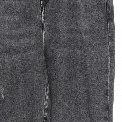 Topshop Womens Grey Cotton Mom Jeans Size 26 in L30 in Regular Zip