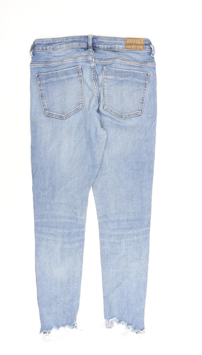 Zara Womens Blue Cotton Skinny Jeans Size 10 L26 in Regular Zip