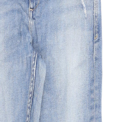 Zara Womens Blue Cotton Skinny Jeans Size 10 L26 in Regular Zip