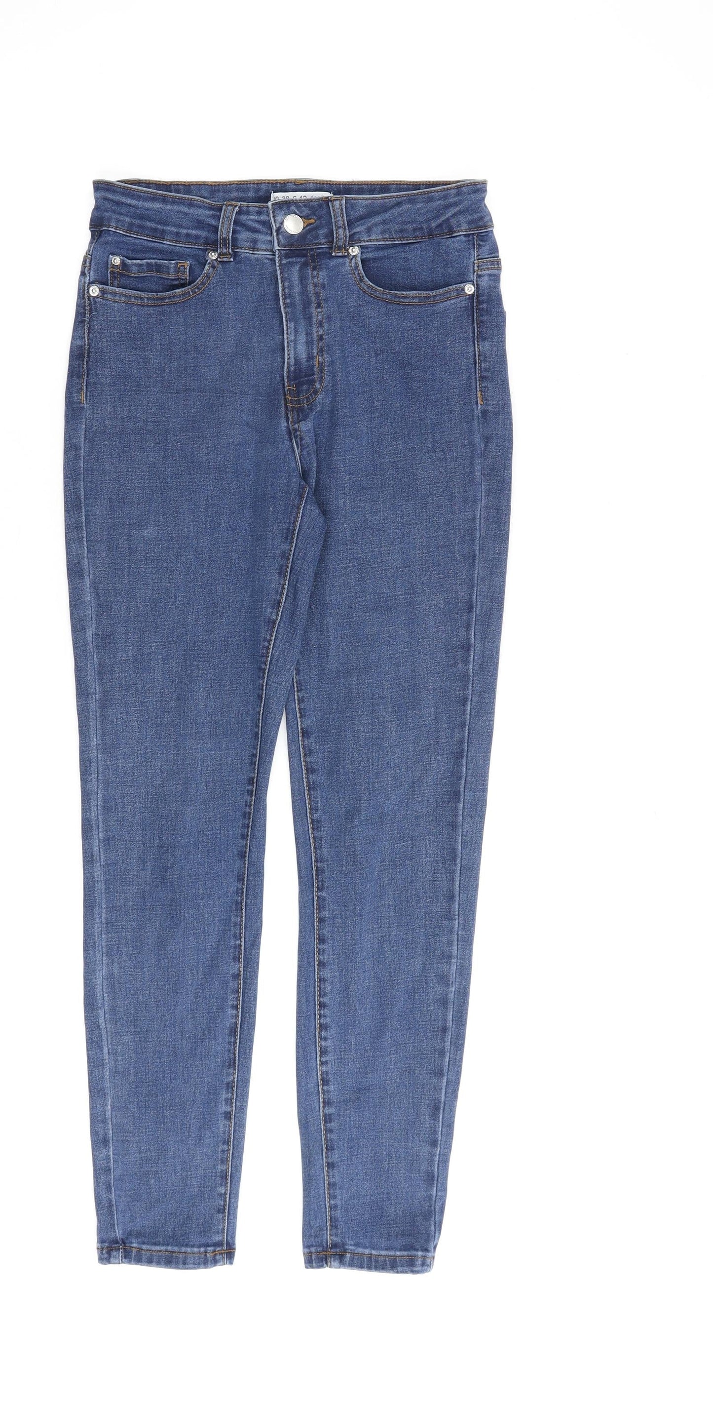 Denim & Co. Womens Blue Cotton Skinny Jeans Size 10 L27 in Regular Zip