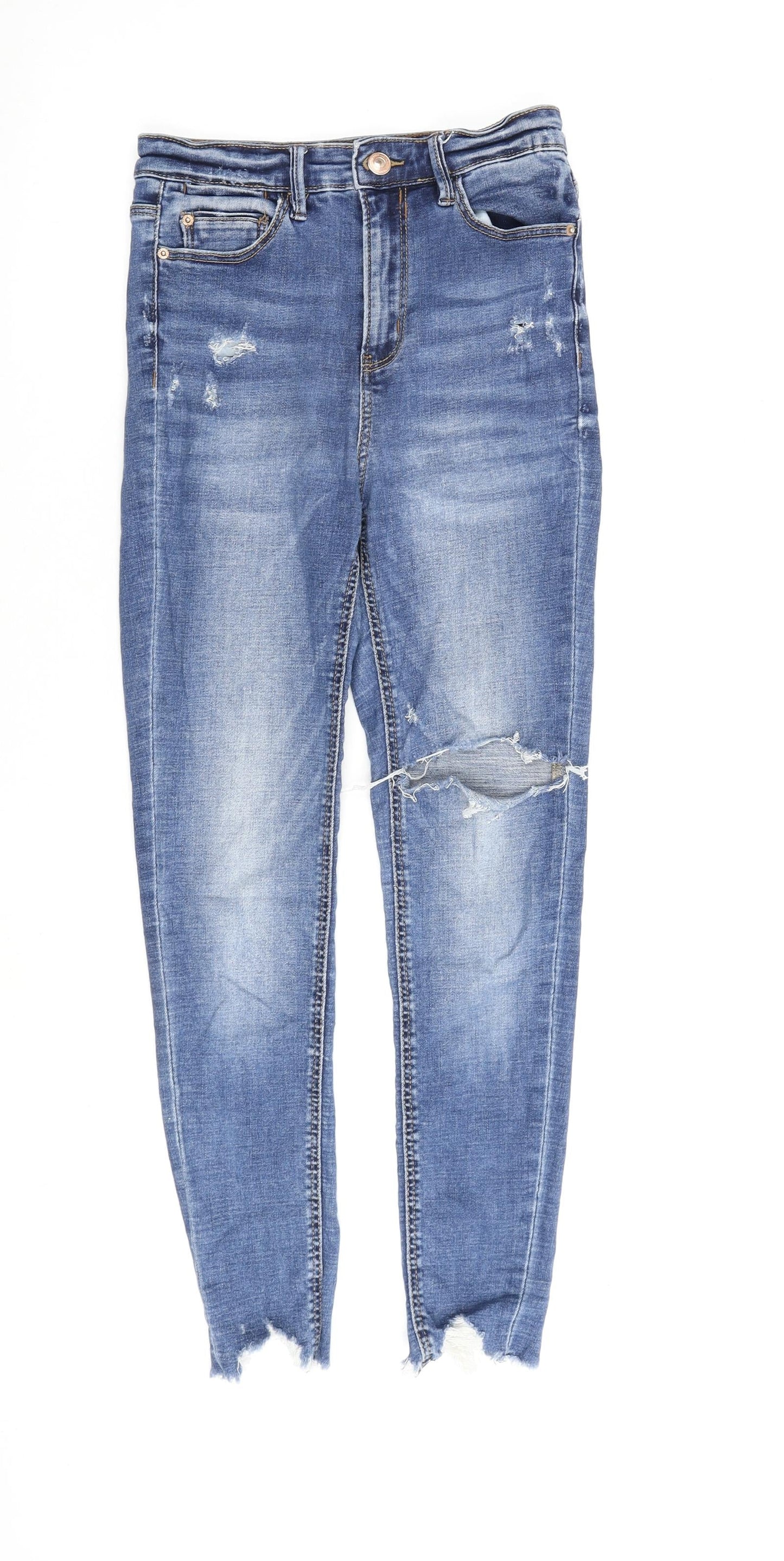 Womens UK Size 8 Stradivarius Regular Fit Skinny Blue Jeans