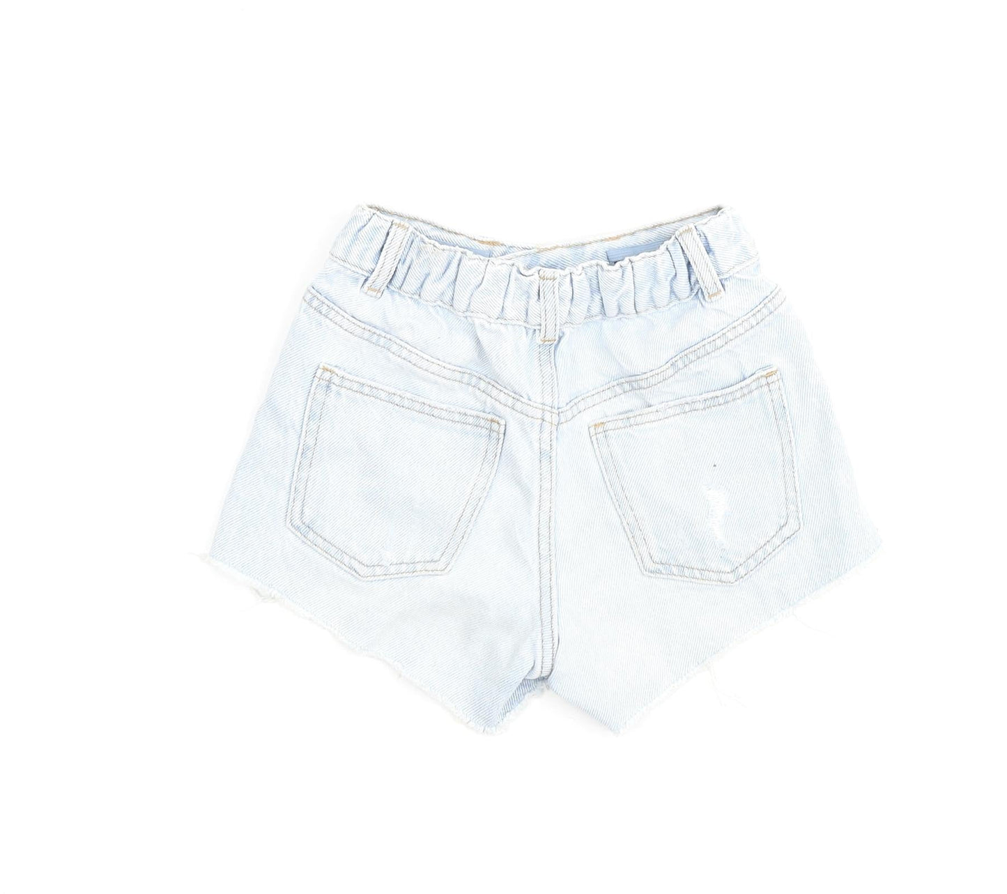 Zara Girls Blue 100% Cotton Cut-Off Shorts Size 6 Years Regular Zip