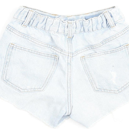 Zara Girls Blue 100% Cotton Cut-Off Shorts Size 6 Years Regular Zip