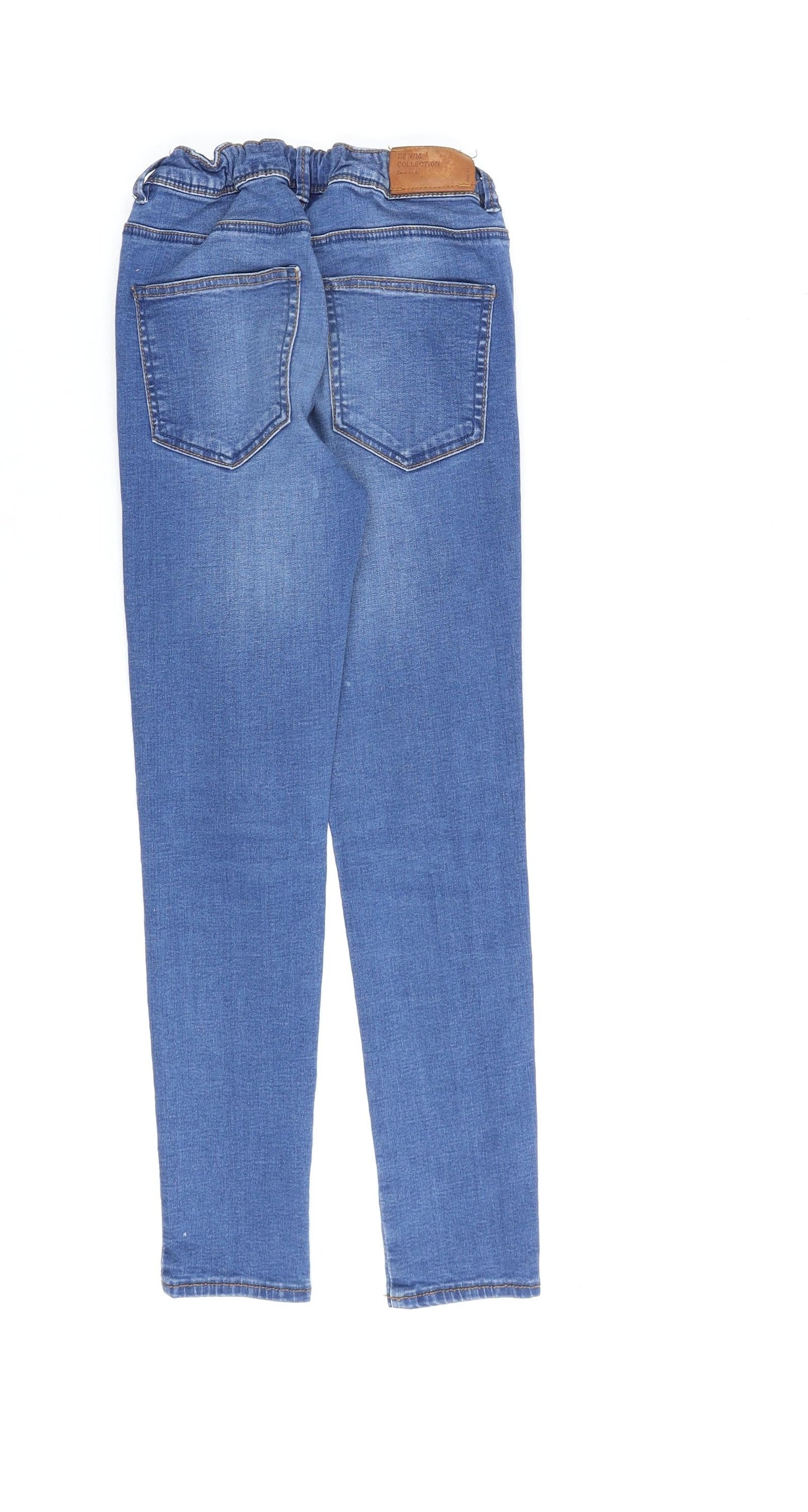 Zara Girls Blue Cotton Straight Jeans Size 8 Years Regular Zip