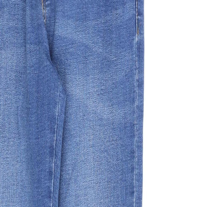 Zara Girls Blue Cotton Straight Jeans Size 8 Years Regular Zip
