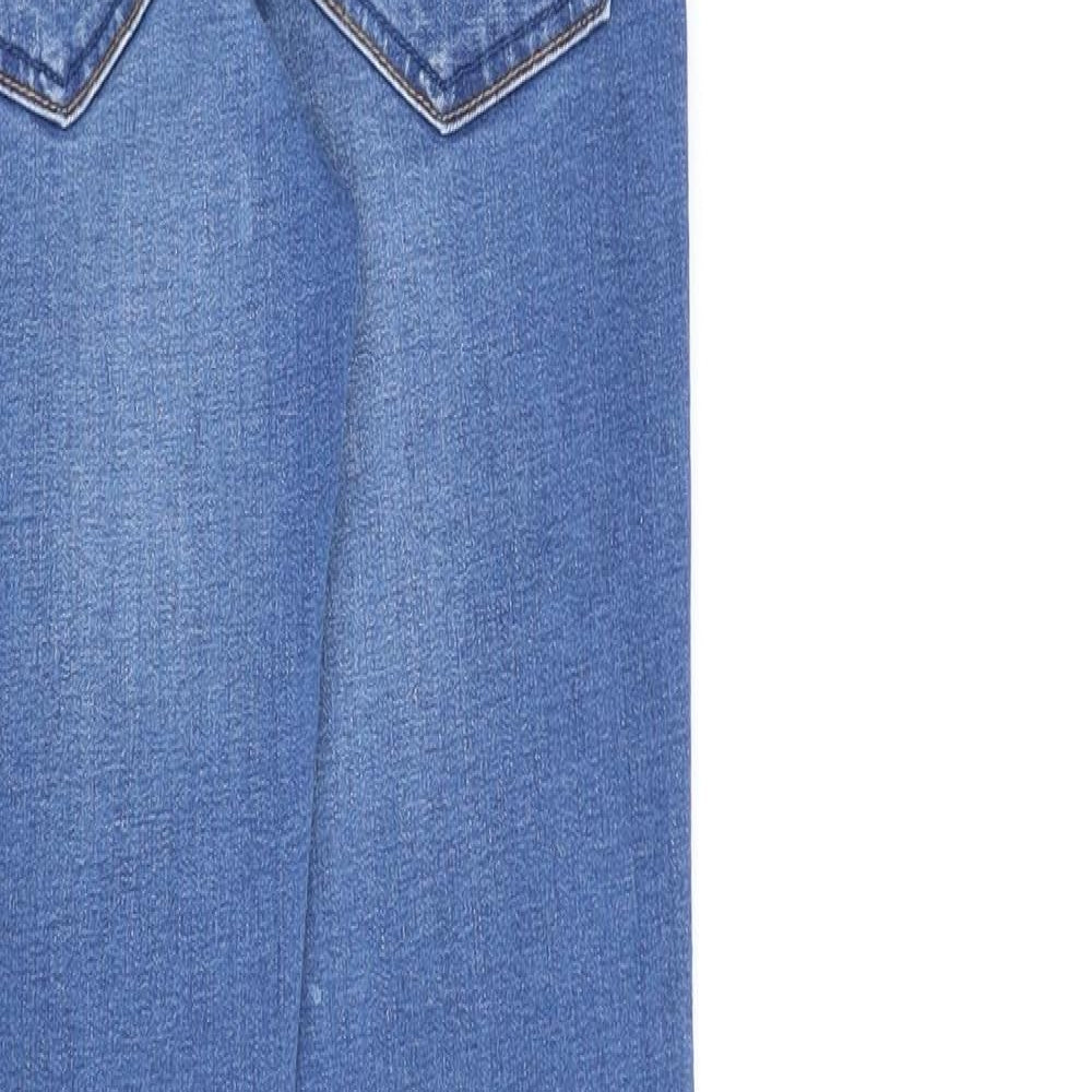 Zara Girls Blue Cotton Straight Jeans Size 8 Years Regular Zip